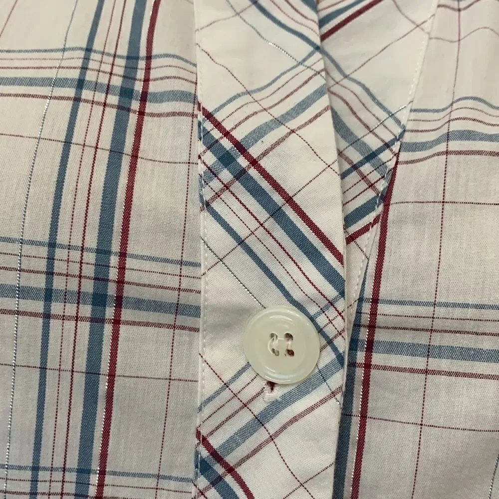 Ambiance Apparel Medium Fit & Flare Button Front Sleeveless Plaid Belted Dress - Picture 6 of 11